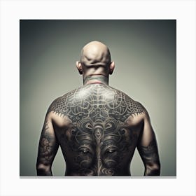 Back View Of A Man With Tattoos Canvas Print