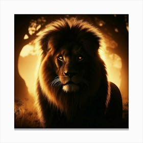 Lion In The Forest 5 Canvas Print