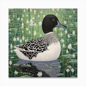 Ohara Koson Inspired Bird Painting Duck 4 Square Canvas Print