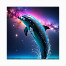 Dolphin In Space Canvas Print