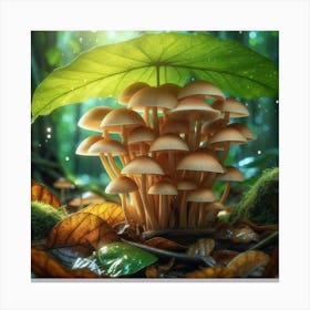 Mushrooms In The Forest Canvas Print