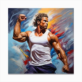 Muscular Man - Sprinting Champion Canvas Print