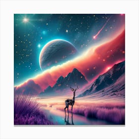 Deer In Space Canvas Print