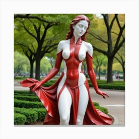 Red And White Statue Canvas Print