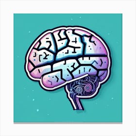 Brain On Blue Background Canvas Print