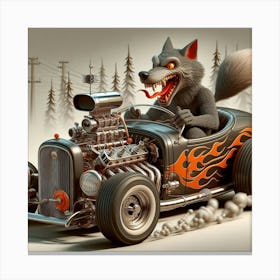 Wolf In A Hot Rod 3 Canvas Print