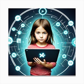 Young Girl Using A Tablet Computer 1 Canvas Print
