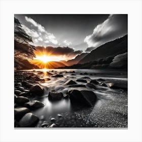 Sunrise Over A River Canvas Print