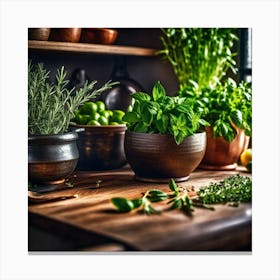 Kitchen With Herbs Canvas Print