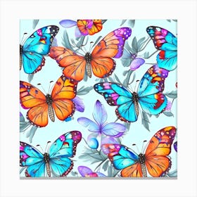 Seamless Pattern With Butterflies 1 Canvas Print