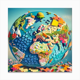Create The Earth Image Of A Colourful Puzzle Mos (1) Canvas Print