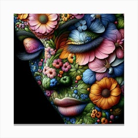 Flowers On A Woman'S Face Canvas Print