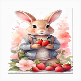 Bunny With Strawberries Canvas Print