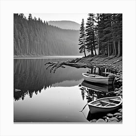 River Reflection Monochrome Cubism Style Canvas Print