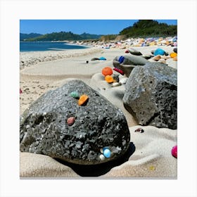 Colorful Rocks On The Beach Canvas Print