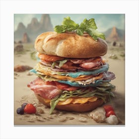 Burger In The Desert Candwich ( Bohemian Design ) Canvas Print