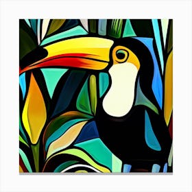 Tucan In Jungle Colorful Canvas Print