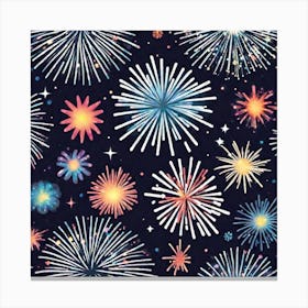 Fireworks On Black Background 3 Canvas Print