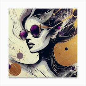 Woman With Purple Sunglasses Abstract II. Canvas Print