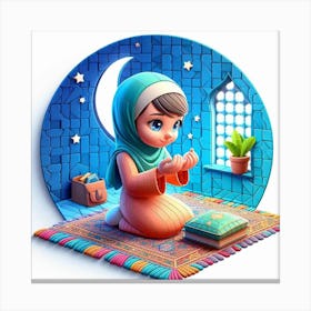 Muslim Girl Praying Canvas Print