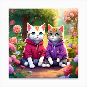 Two Cats In The Garden Canvas Print