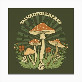 Timefolders, Mushrooms and Wildflowers, Vintage Americana Style Canvas Print