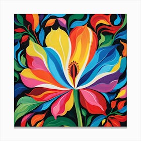 Multicolored flower on black background Canvas Print