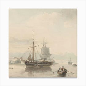 Ship In The Harbour Canvas Print