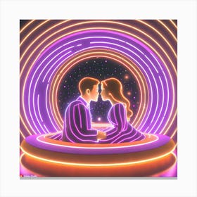 Firefly A Futuristic World, The Couple S Kissing And Sits On A Sleek, High Tech Bed In A Dimly Lit R (4) Canvas Print