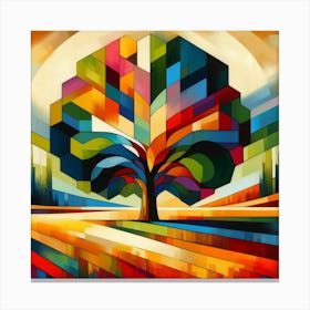 Abstract modernist Oak tree 1 Canvas Print