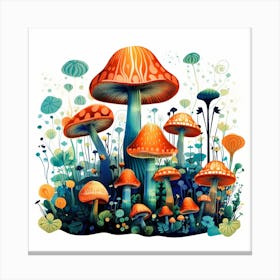 Mushrooms And Flowers 32 Canvas Print