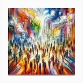 People Walking In The City Canvas Print