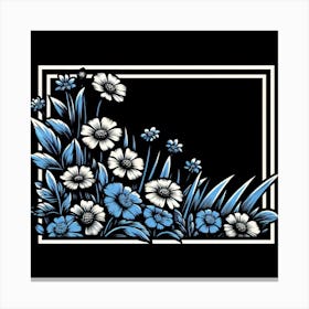 Blue Flowers In A Frame Canvas Print