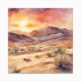 761474 Watercolor Painting Of A Desert Landscape, With Sa Xl 1024 V1 0 Canvas Print