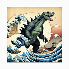 Godzilla Great Wave Canvas Print