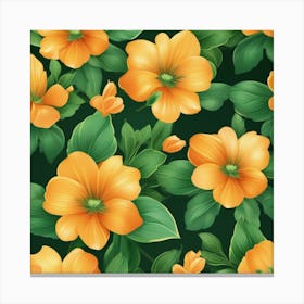 Orange Flowers Seamless Pattern Canvas Print