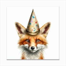 Fox In Party Hat Canvas Print