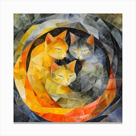 Three Cats In A Circle Canvas Print