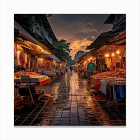 Night Market In Bangkok Canvas Print