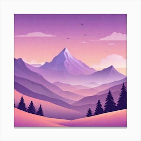 Misty mountains background in purple tone 114 Canvas Print