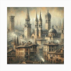 City In Fog Canvas Print