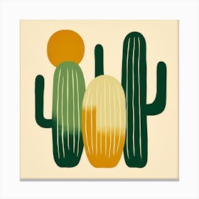 Rizwanakhan Simple Abstract Cactus Non Uniform Shapes Petrol 82 Canvas Print