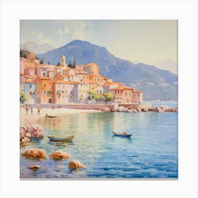 AI Pastel Serenity: Mediterranean Dreamscape Canvas Print