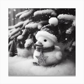 Snowman In The Snow Canvas Print