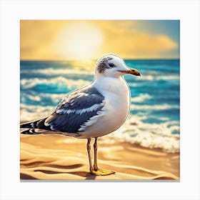 Seagull On The Beach 1 Canvas Print