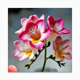 Pink Flowers In A Vase Canvas Print