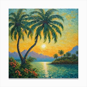 Sunset Palm Trees Canvas Print