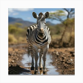 Zebra In The Savannah 2 Canvas Print