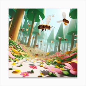 Bees In The Forest 1 Canvas Print