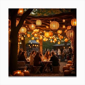 A Lively Autumn Festival Drenched In Rustic Charm Cascading Lanterns Of Burnished Gold And Amber (3) 1 Canvas Print